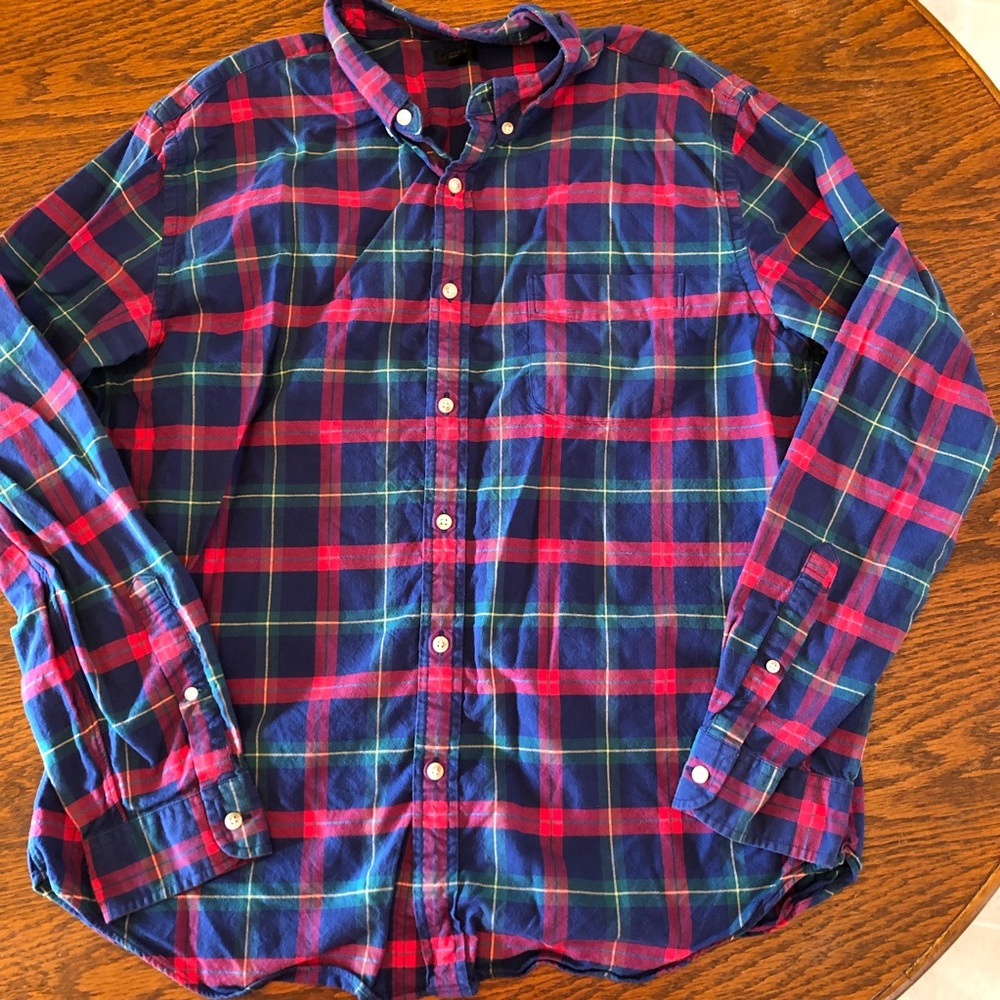 Men’s J Crew Plaid Oxford Size XL